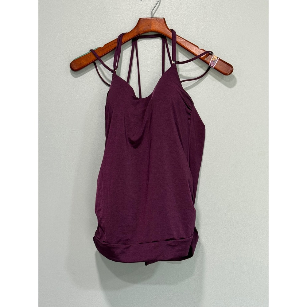 Athleta Womens Medium Purple Strappy Back Ruched Cami Tank Top